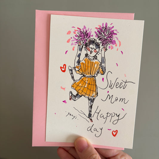Cat Hand-drawn Card - Happy Mother's Day