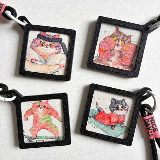 4 Original Sport Cats Painting