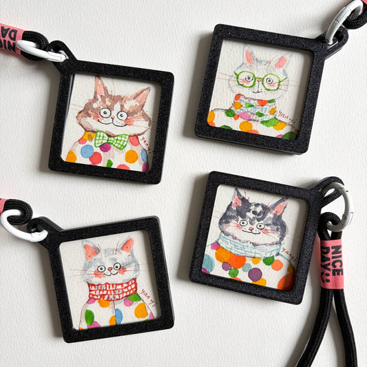 4 Original Colorful Cats Painting