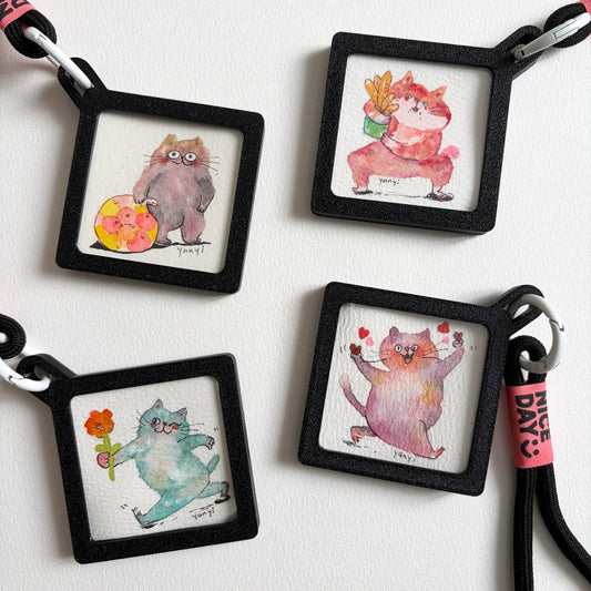 4 Original Gift Cats Watercolor Painting