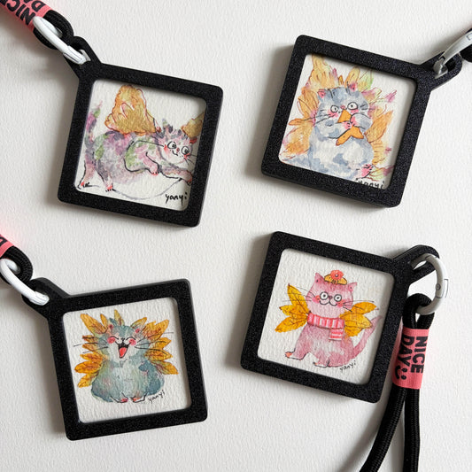 4 Original Elf Cats Watercolor Painting