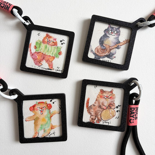 4 Original Music Cats Watercolor Painting