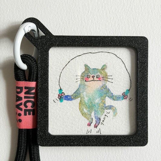4 Original Jumping Rope Cats Watercolor Painting