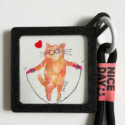 4 Original Jumping Rope Cats Watercolor Painting