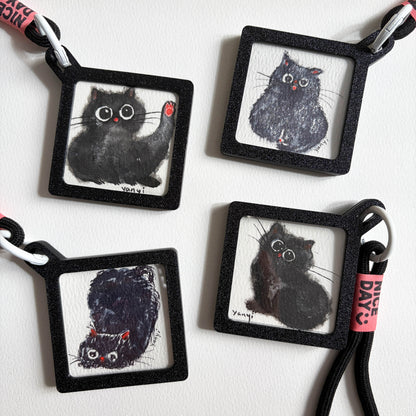 4 Original Black Cats Watercolor Painting