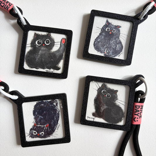 4 Original Black Cats Watercolor Painting