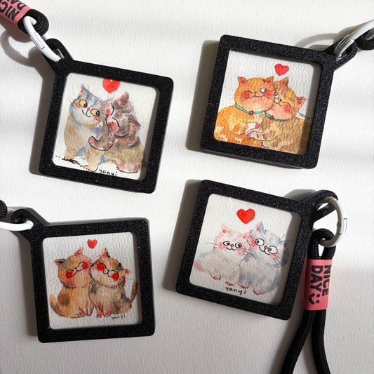 4 Original Couple Love Cats Watercolor Painting