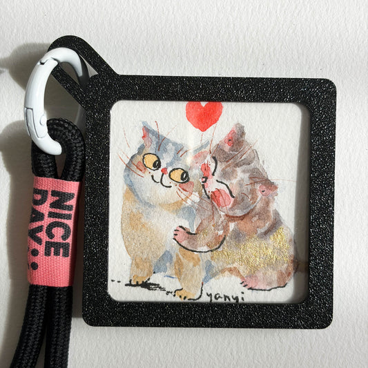 4 Original Couple Love Cats Watercolor Painting