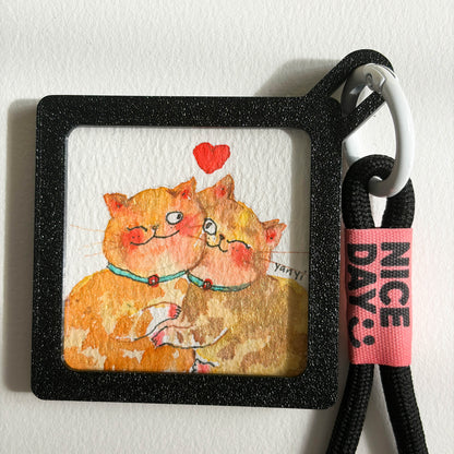 4 Original Couple Love Cats Watercolor Painting