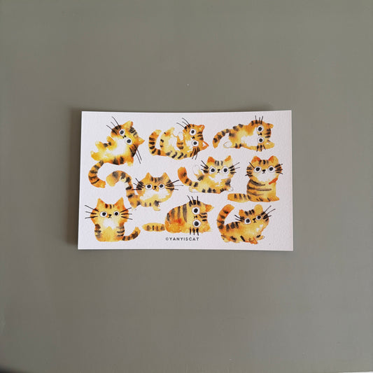 Postcard-9 little yellow cats