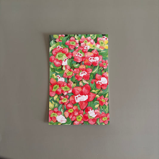 Postcard-Red Flower Kitten