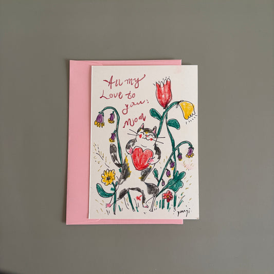 Cat Hand-drawn Card - Mother's Day