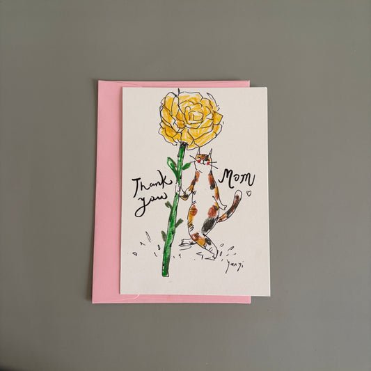 Cat Hand-drawn Card - Happy Mother's Day