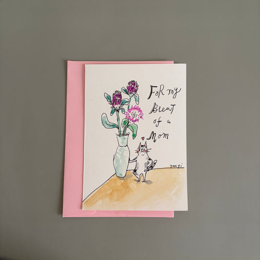 Cat Hand-drawn Card - Happy Mother's Day