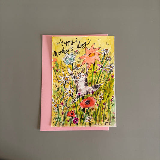 Cat Hand-drawn Card - Happy Mother's Day
