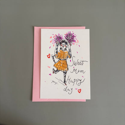 Cat Hand-drawn Card - Happy Mother's Day