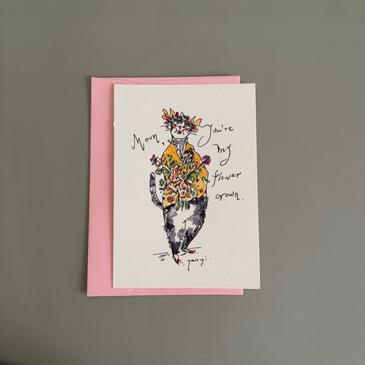 Cat Hand-drawn Card - Happy Mother's Day
