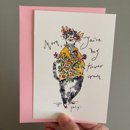 Cat Hand-drawn Card - Happy Mother's Day