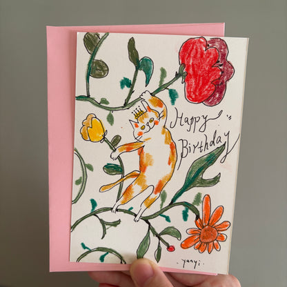 Cat Hand-drawn Card - Happy Birthday