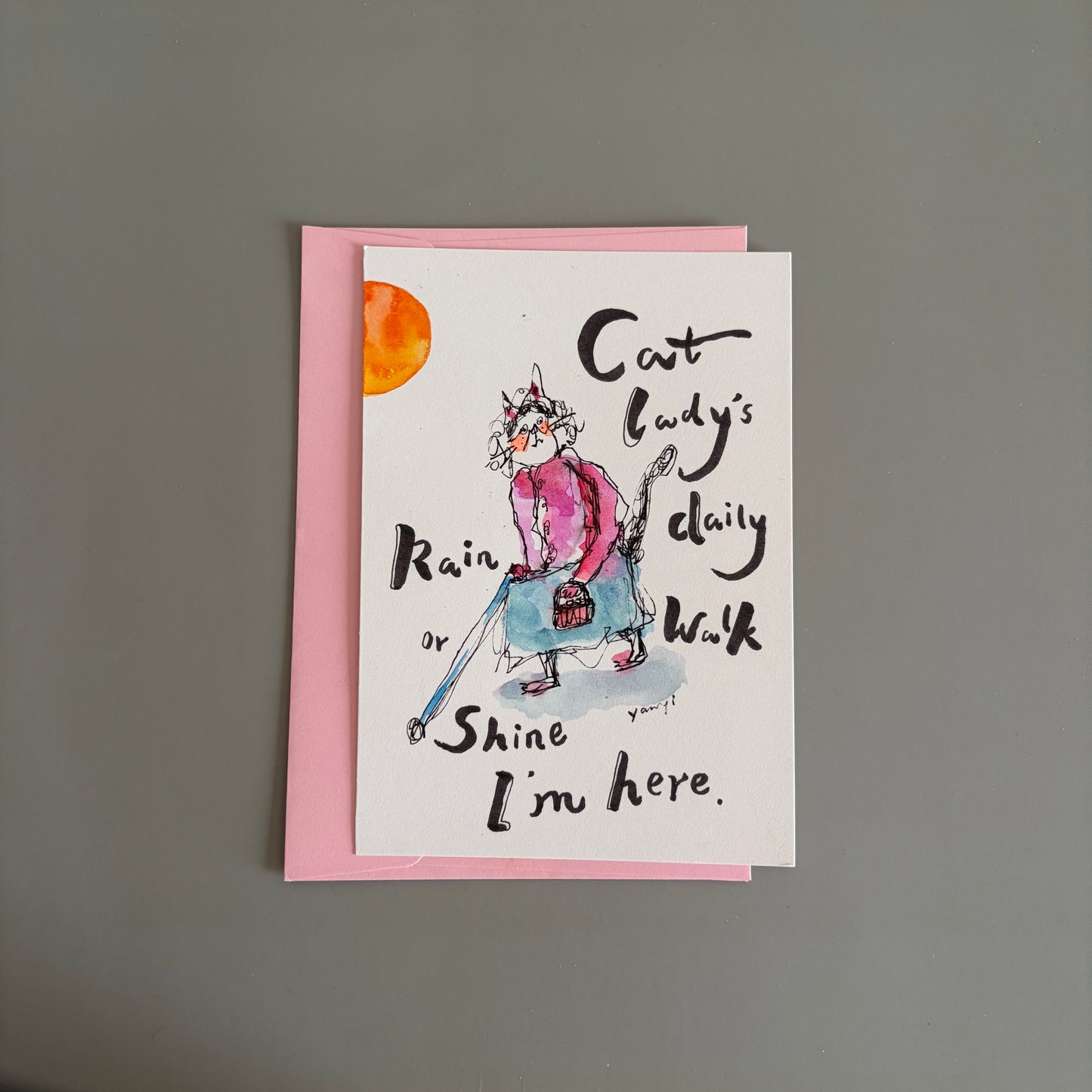 Cat Hand-drawn Card - I am Here