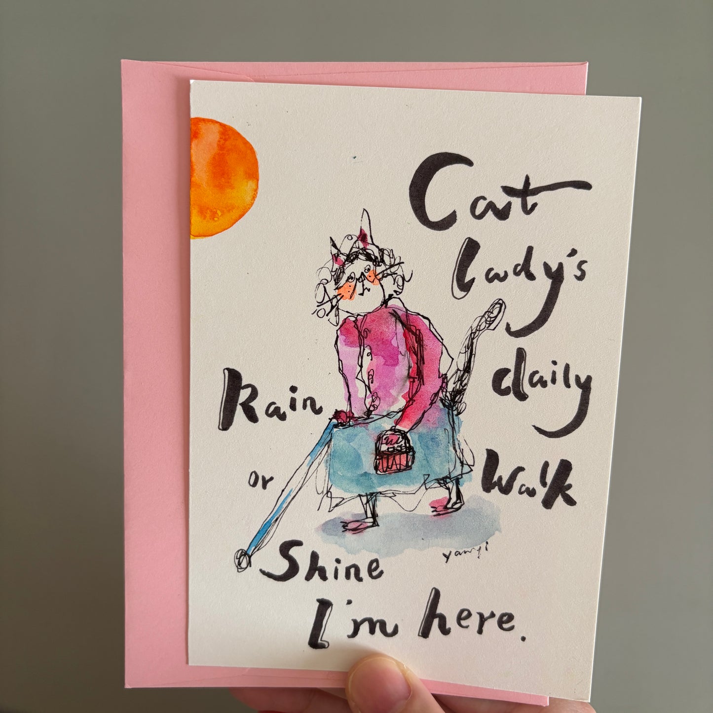 Cat Hand-drawn Card - I am Here